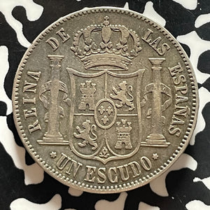 1867 Spain 1 Escudo Lot#T5448 Silver!