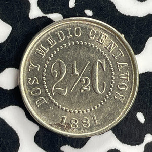 1881 Colombia 2 1/2 Centavos Lot#T8377 High Grade! Beautiful!