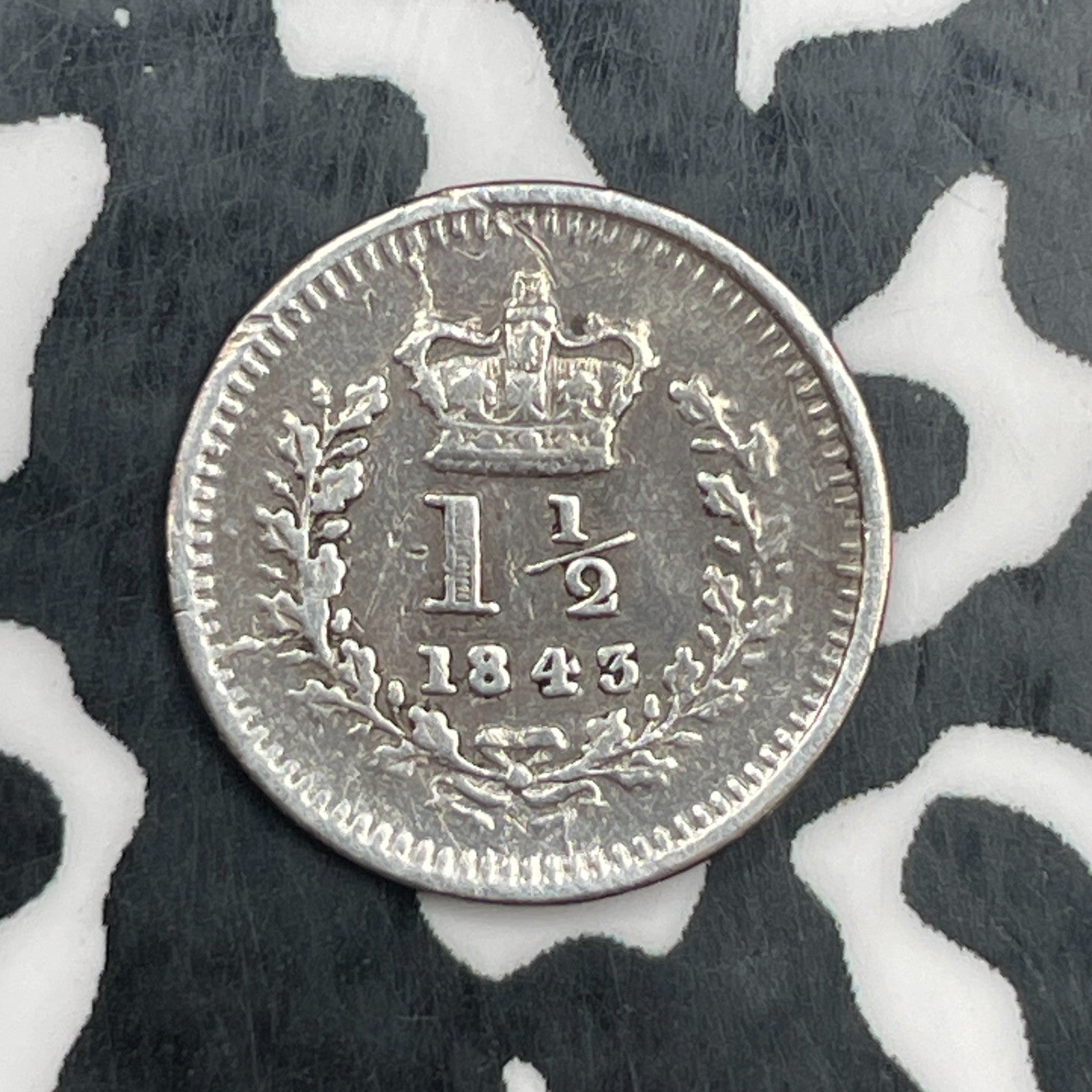 1843 Great Britain Victoria 1 1/2 Pence Lot#N1212 Silver!