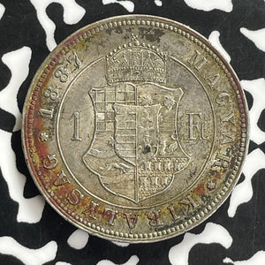 1887 Hungary 1 Forint Lot#C0132 Silver! Nice!