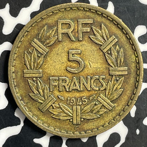 1945-C France 5 Francs Lot#T0848 High Grade! Beautiful! KM#888a.3