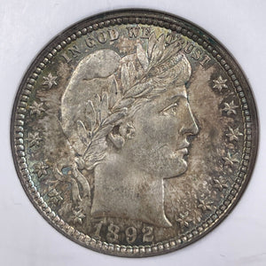 1892 U.S. 25 Cents Barber Quarter NGC MS65 Lot#G9556 Silver! Gem BU!