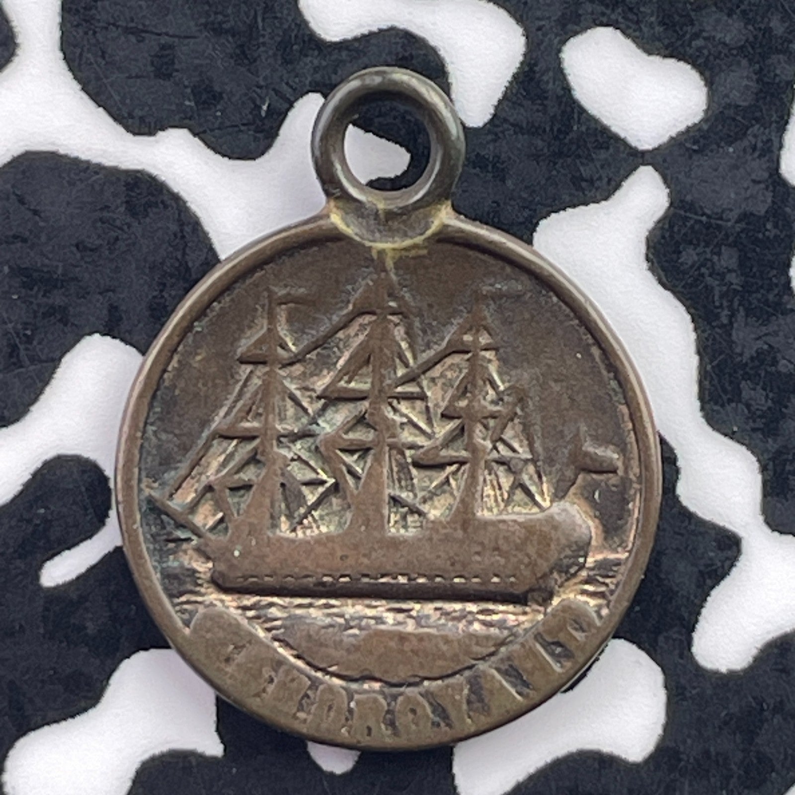 Undated Great Britain H.M.S. Foundroyant Ship Token Lot#C5929 15mm