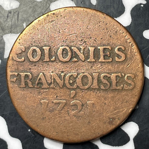 1721 French Colonies 9 Deniers Lot#JM8390 Cleaned