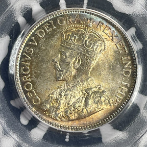 1936 Canada 25 Cents PCGS MS65 Lot#G1075 Silver! Gem BU! Beautiful Toning!