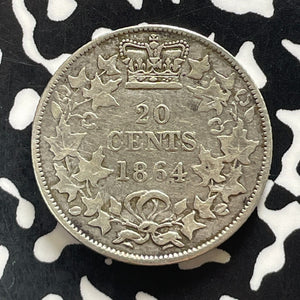 1864 New Brunswick 20 Cents Lot#T5708 Silver! Old Cleaning
