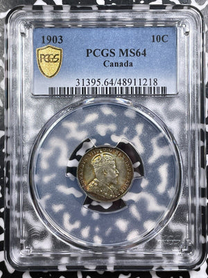 1903 Canada 10 Cents PCGS MS64 Lot#G7297 Silver! Choice UNC! Key Date!