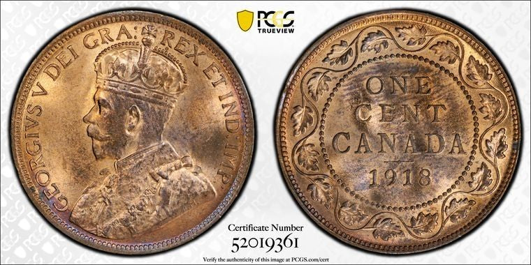 1918 Canada Large Cent PCGS MS64RB Lot#G1501 Choice UNC!