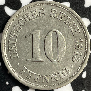 1913-F Germany 10 Pfennig Lot#D9268