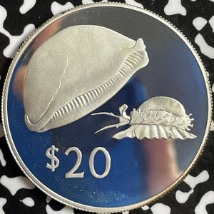 1978 Fiji $20 Dollars Lot#E0257 Large Silver Coin! Proof! Golden Cowrie