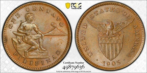 1905 US Philippines 1 Centavo PCGS MS64BN Lot#G8335 Choice UNC!