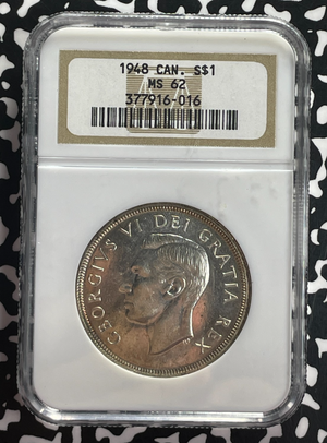 1948 Canada $1 Dollar NGC MS62 Lot#G671 Large Silver! Nice UNC! Key Date!