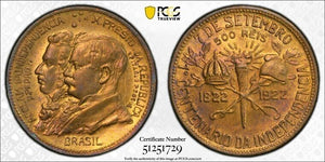 1922 Brazil 500 Reis PCGS MS64 Lot#G9245 Choice UNC! Mald-642.01