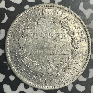 1900-A French Indo-China 1 Piastre Lot#JM9138 Large Silver! Old Cleaning