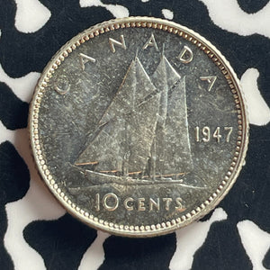 1947 Canada 10 Cents Lot#T7856 Silver! High Grade! Beautiful!