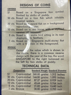 1970 Singapore 6x Coin Mint Set Lot#B2171 With Case & C.O.A.