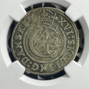 1645 Denmark 16 Skilling NGC VF25 Lot#G836 Silver! Very Scarce!