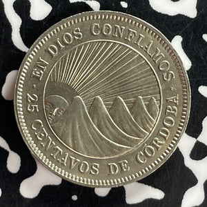 1956 Nicaragua 25 Centavos Lot#T7342 High Grade! Beautiful!