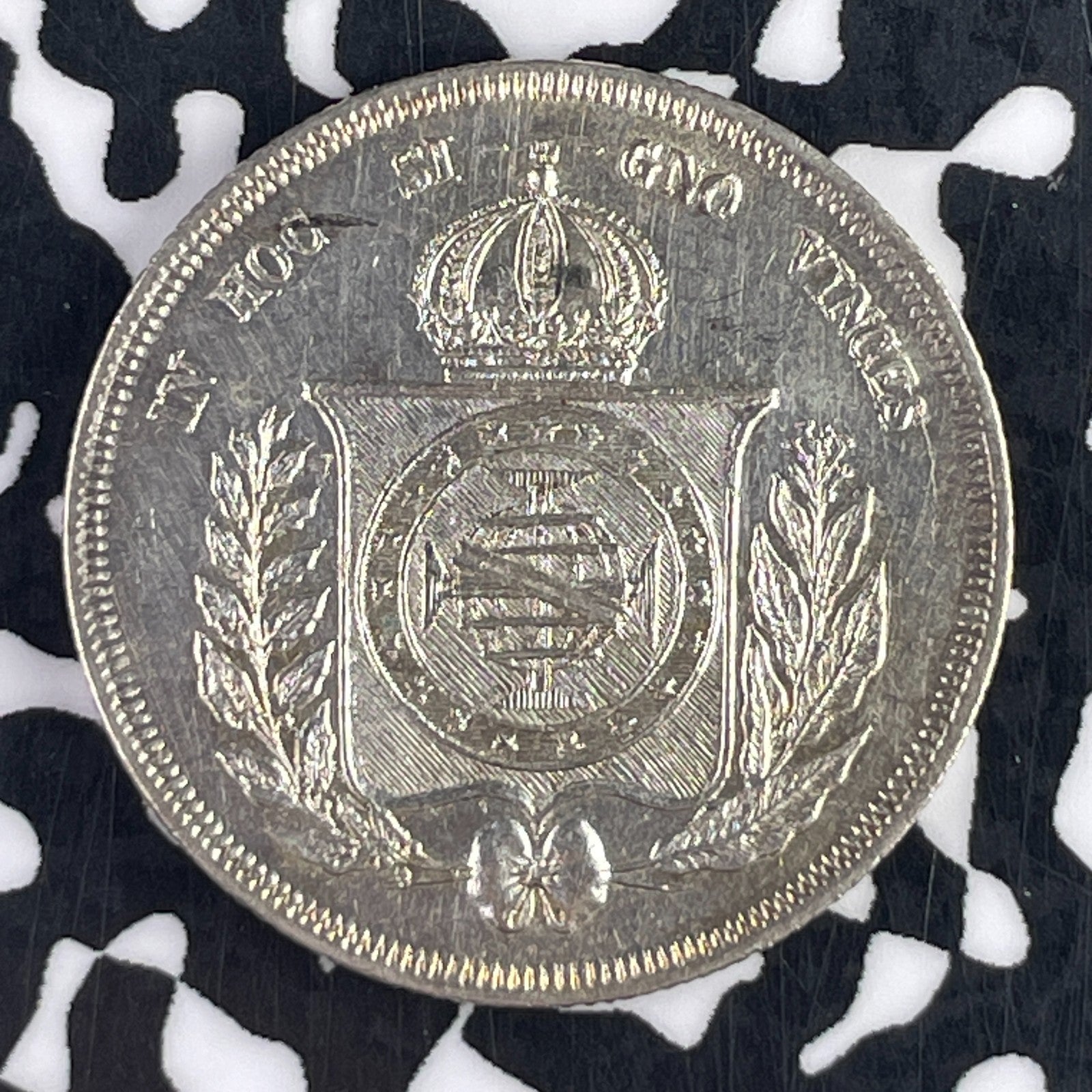 1860 Brazil 500 Reis Lot#F2440 Silver! High Grade! Beautiful!