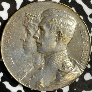1914 Belgium Gratitude for American Aid Medal Lot#D8848 35mm, Silvered Bronze