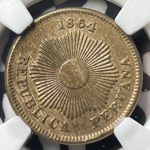 1864 Peru 1 Centavo NGC MS61 Lot#G8973 Nice UNC!