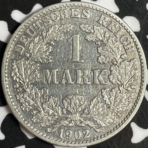 1902-G Germany 1 Mark Lot#D8057 Silver! Better Date, Old Cleaning