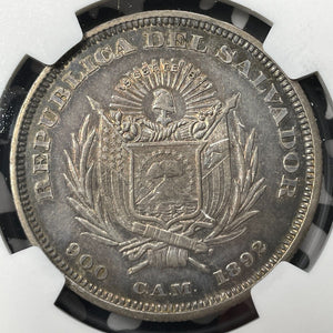 1892-CAM El Salvador Columbus 1 Peso NGC XF45 Lot#G8881 Large Silver!