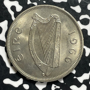 1966 Ireland 1/2 Crown Half Crown Lot#C0632 High Grade! Beautiful!