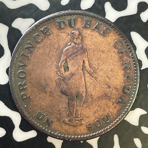 1837 Lower Canada Un Sou 1/2 Penny Token Lot#E7313 Cleaned