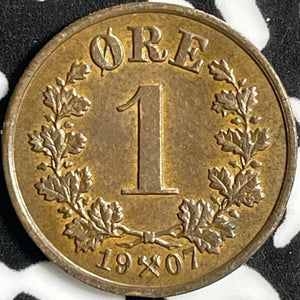 1907 Norway 1 Ore Lot#D8811 High Grade! Beautiful!