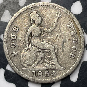 1854 Great Britain 4 Pence Fourpence Lot#E7760 Silver!