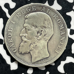 1894 Romania 2 Lei Lot#JM9983 Silver! Scarce! Cleaned