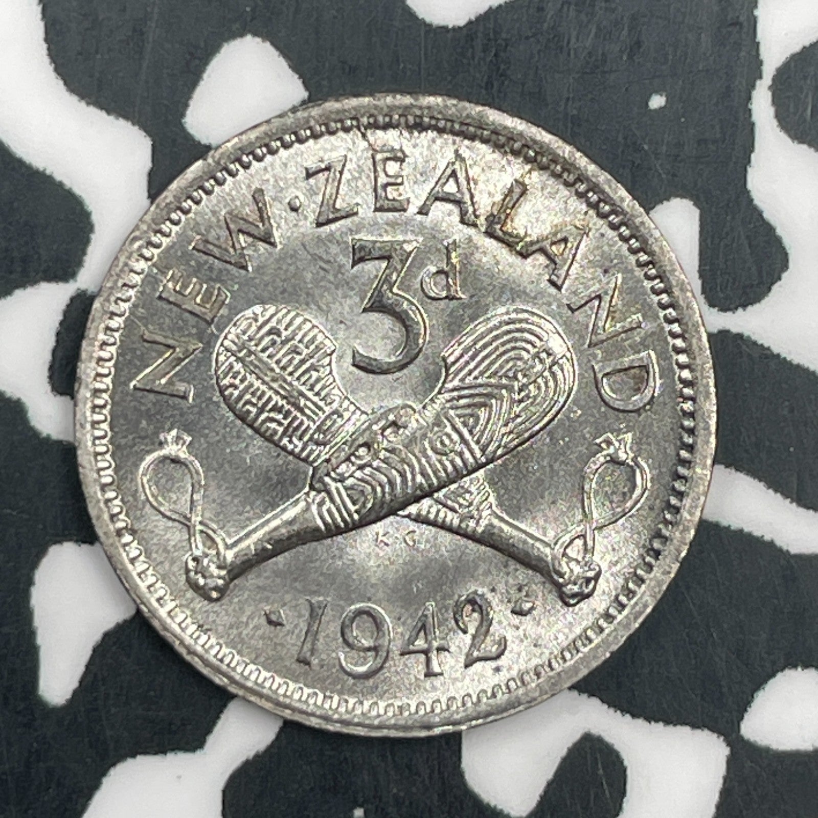 1942 New Zealand 3 Pence Threepence Lot#F5189 Silver! High Grade! Beautiful!