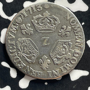 1713-Z France 1/10 Ecu Lot#JM0025 Silver! Very Scarce! KM#379.22