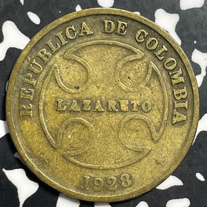 1928 Colombia Leper Colony 50 Centavos Lot#E8551