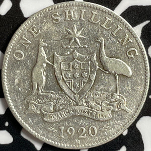 1920-M Australia 1 Shilling Lot#E0599 Silver! Old Cleaning