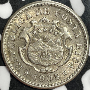 1905 Costa Rica 10 Centimos Lot#D8042 Silver! Nice!