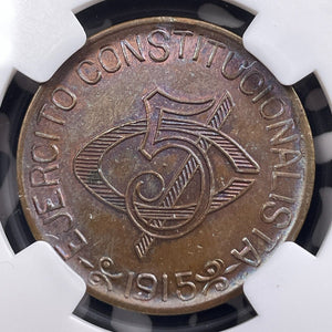 1915 Mexico Chihuahua 5 Centavos NGC MS63BN Lot#G9159 Choice UNC!