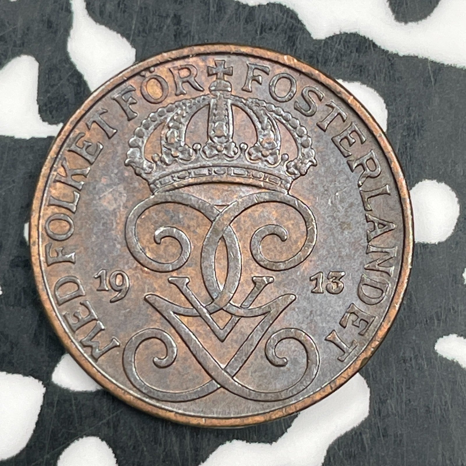 1913 Sweden 1 Ore Lot#F8518 High Grade! Beautiful!