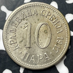 1917 Serbia 10 Para Lot#JM8200 High Grade! Beautiful!