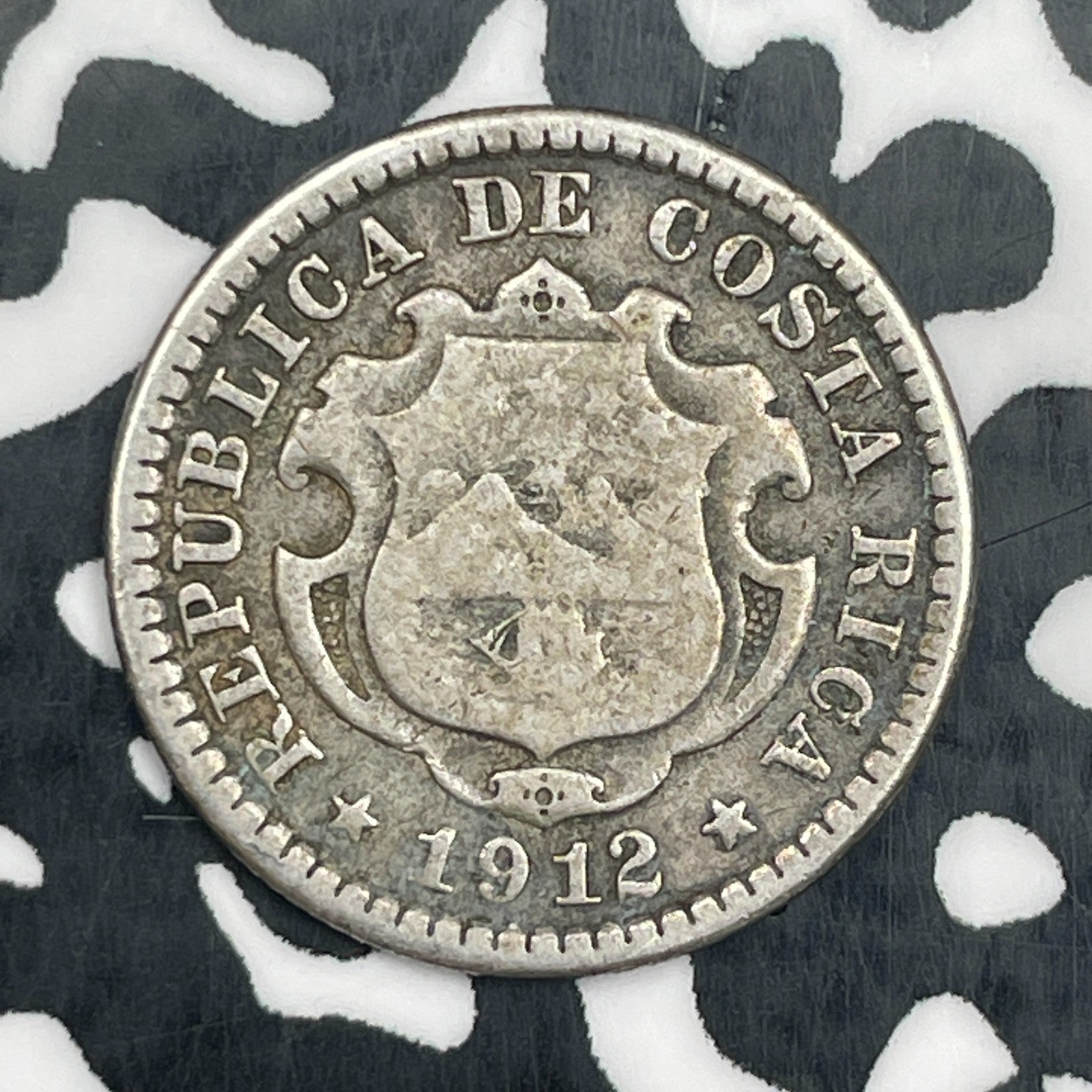 1912 Costa Rica 10 Centimos Lot#N3035 Silver!