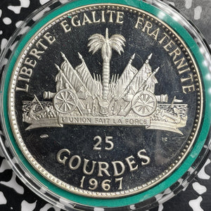 1967 Haiti Haitian Art 25 Gourdes Lot#MK395 Silver! Proof! KM#67.1