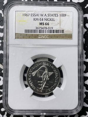 1967 Western African States Essai 100 Francs NGC MS66 Lot#G8282 Gem BU! KM#E4