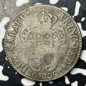 1795 Italy Sardinia 20 Sol Lot#E9531 Silver!