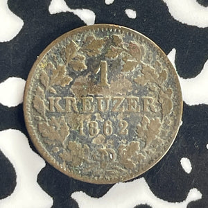 1862 Germany Bavaria 1 Kreuzer Lot#T8791