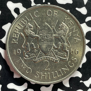 1966 Kenya 2 Shillings Lot#T9704 High Grade! Beautiful!