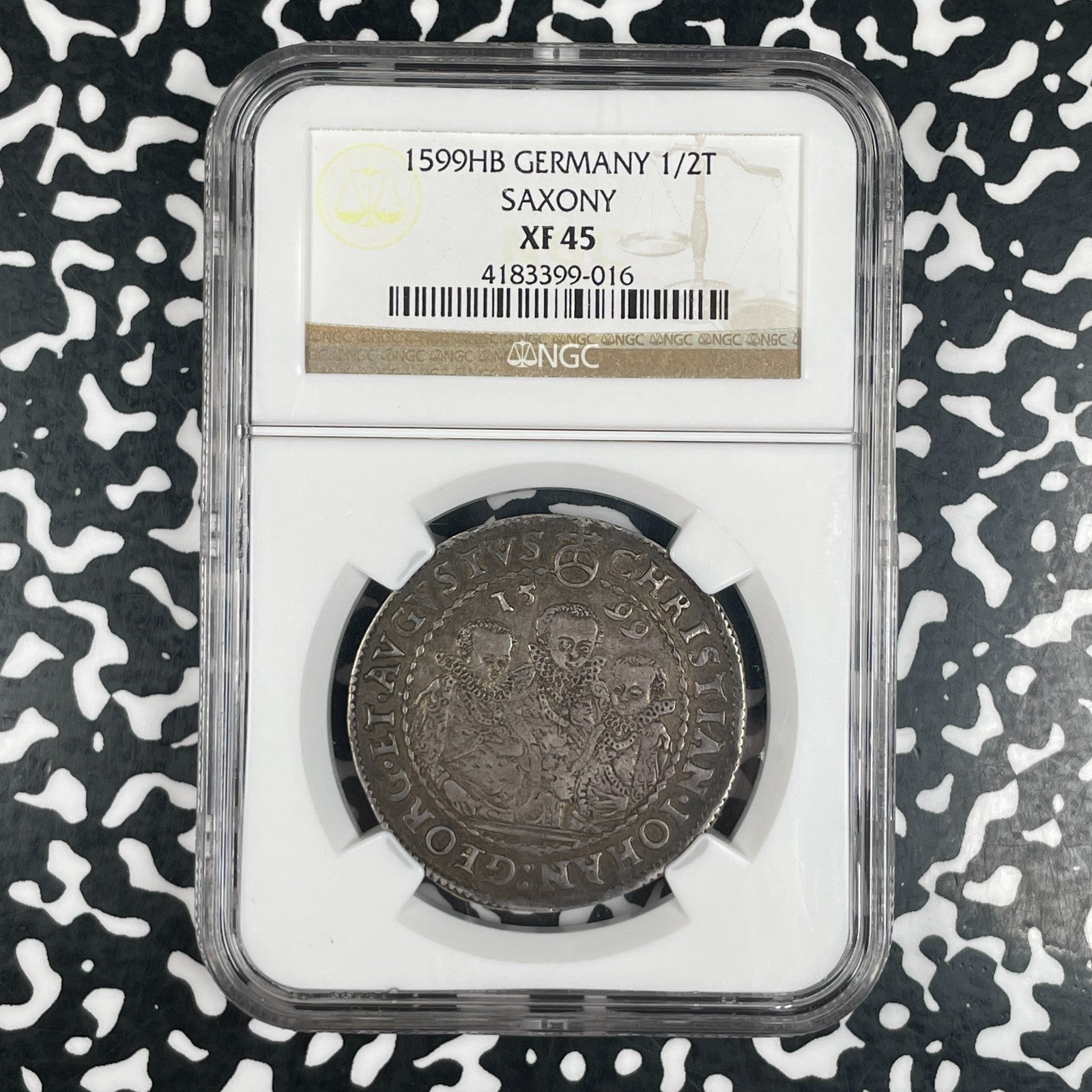 1599-HB Germany Saxony 3 Brothers 1/2 Thaler NGC XF45 Lot#G4048 Silver!