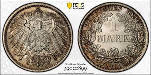 1914-A Germany 1 Mark PCGS MS67 Lot#G1084 Silver! Gem BU! J-17