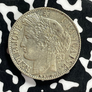 1887-A France 1 Franc Lot#JM9842 Silver! High Grade! Beautiful!