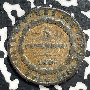 1826 Italy Piedmont-Sardinia 5 Centesimi Lot#C0532